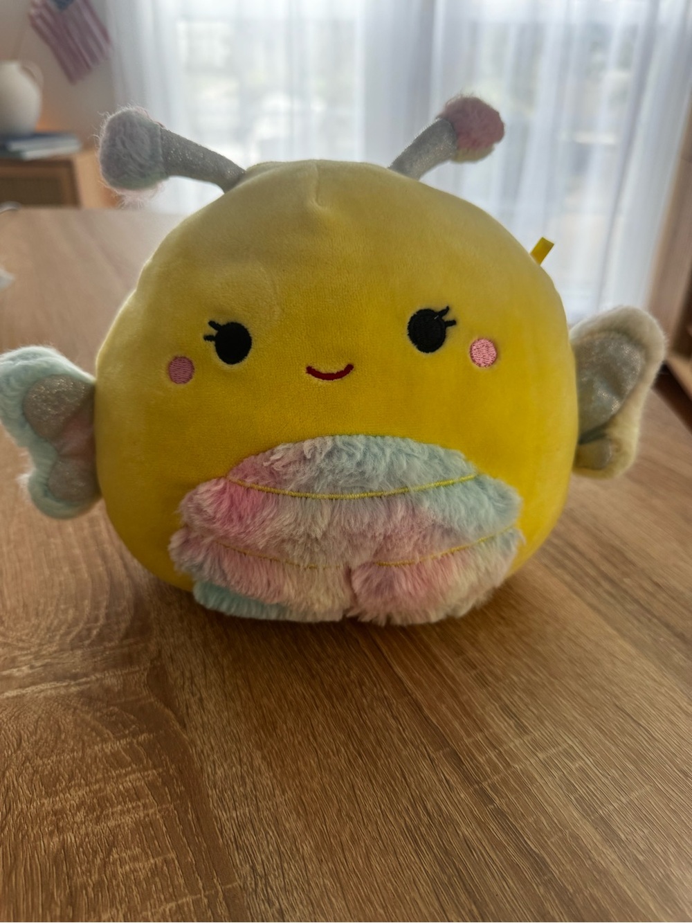 Squishmallows Yellow Bee with Pastel Rainbow Belly